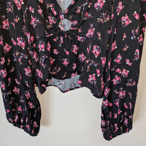 AFRM Floral Print Boho Blouse Crop Top Size XL - Picture 4 of 11